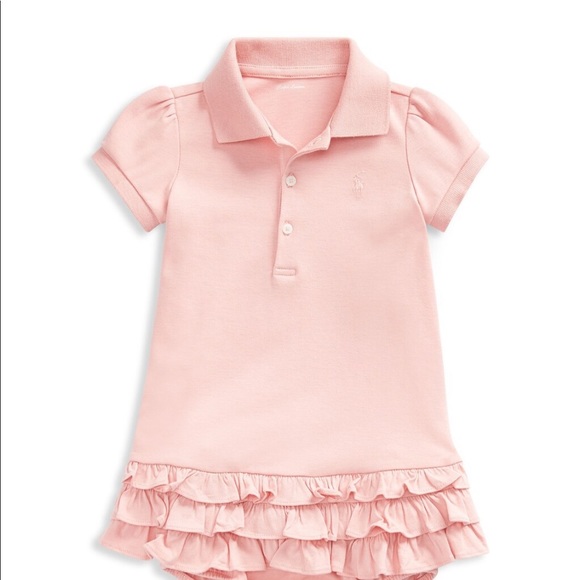 Ralph Lauren Polo Baby Girls Size 9 Months Pink NWT NEW Dress Ruffle